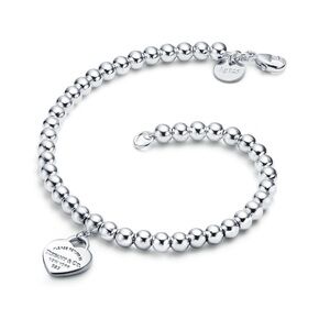 Tiffany’s Heart Tag Bead Bracelet. Great condition. 7.5 inches